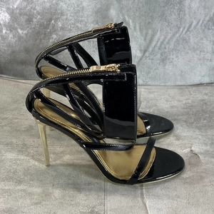 Jessica Rich Women's Black Goddess Back-Zipper Stiletto Sandals SZ US7